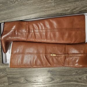Brown Leather Knee-High Boots